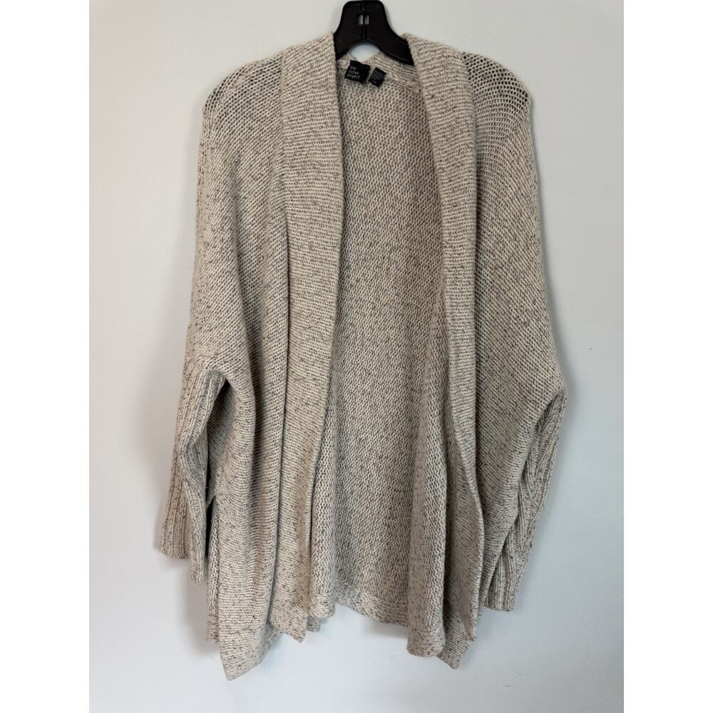 Eileen Fisher Cardigan Beige Open Front Wool Cashmere Silk M Coastal Luxury